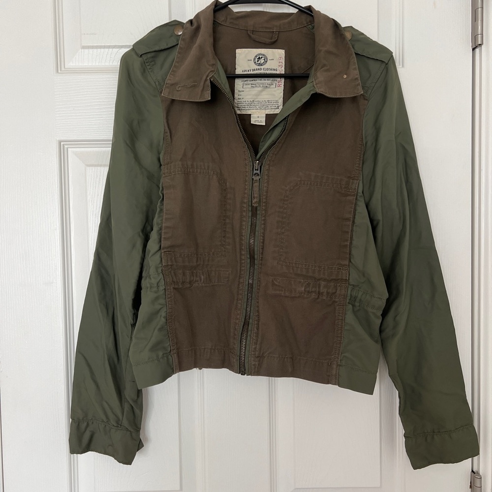 LUCKY BRAND Green Zip Up Army Jacket Sz S